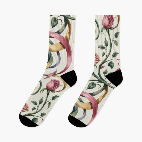 Item preview, Romantic Pink Rose Ribbon Pattern | Elegant Floral Scroll Seamless Repeat designed and sold by Midnight Veil Designs.
