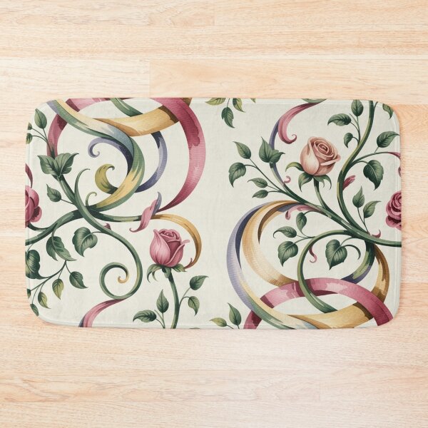 Item preview, Romantic Pink Rose Ribbon Pattern | Elegant Floral Scroll Seamless Repeat designed and sold by Midnight Veil Designs.