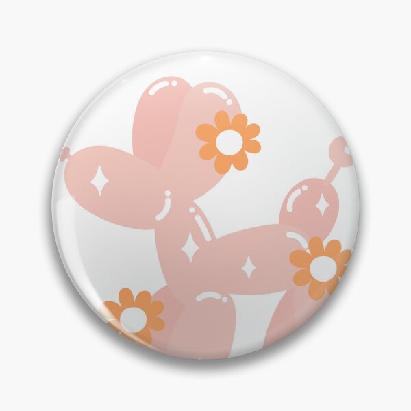 Item preview, Pastel Pink Balloon Dog with Retro Flowers Aesthetic designed and sold by INK-ORA.