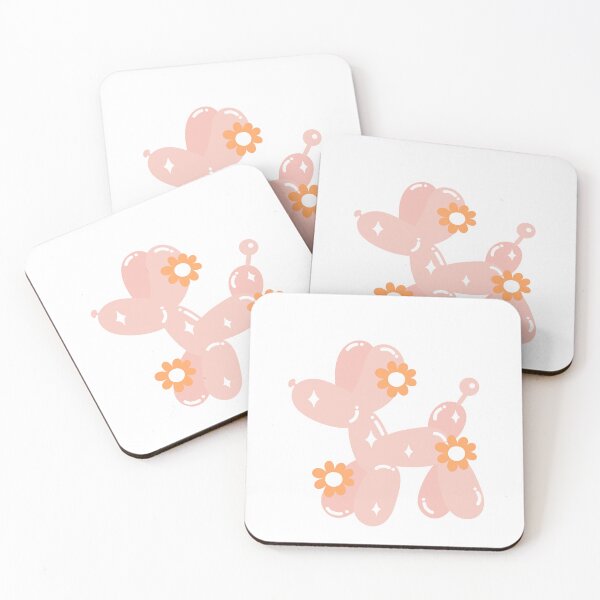 Item preview, Pastel Pink Balloon Dog with Retro Flowers Aesthetic designed and sold by INK-ORA.
