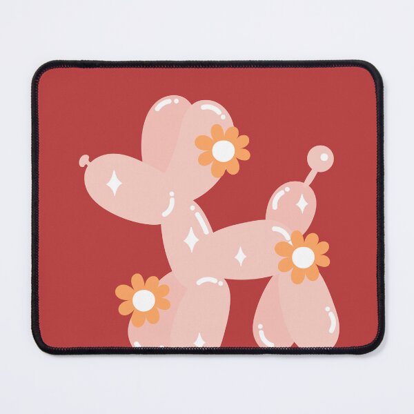 Item preview, Pastel Pink Balloon Dog with Retro Flowers Aesthetic designed and sold by INK-ORA.