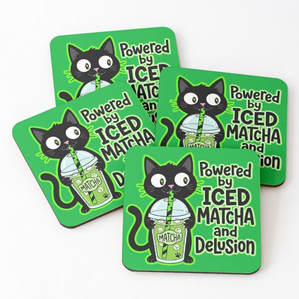 Item preview, Powered by Iced Matcha and Delusion Funny Cat Sticker designed and sold by Cat Meme Fund.