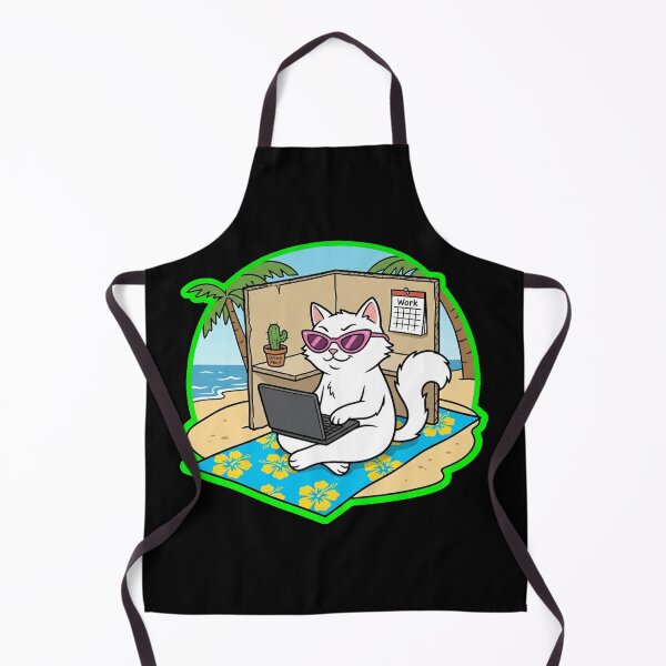 Item preview, Remote Work Beach Cat Funny Office Cubicle Sticker designed and sold by Cat Meme Fund.