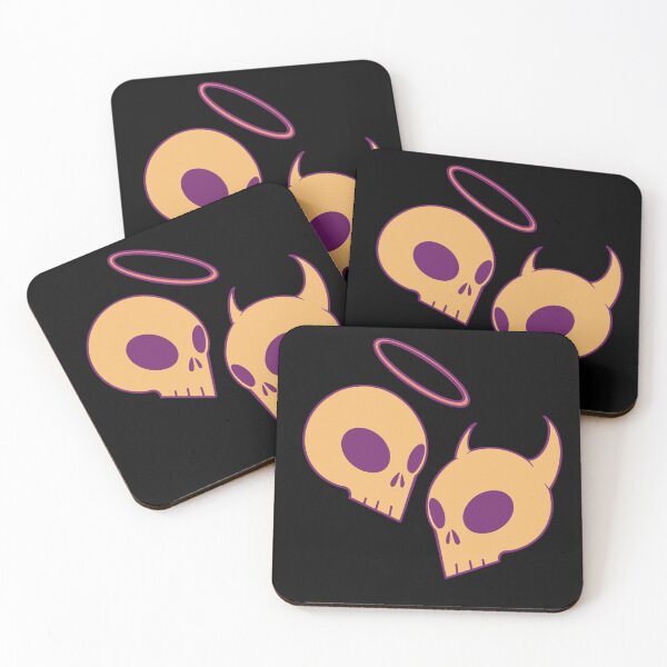 Item preview, Orange purple hue Angel and devil skulls designed and sold by AngelPainter.