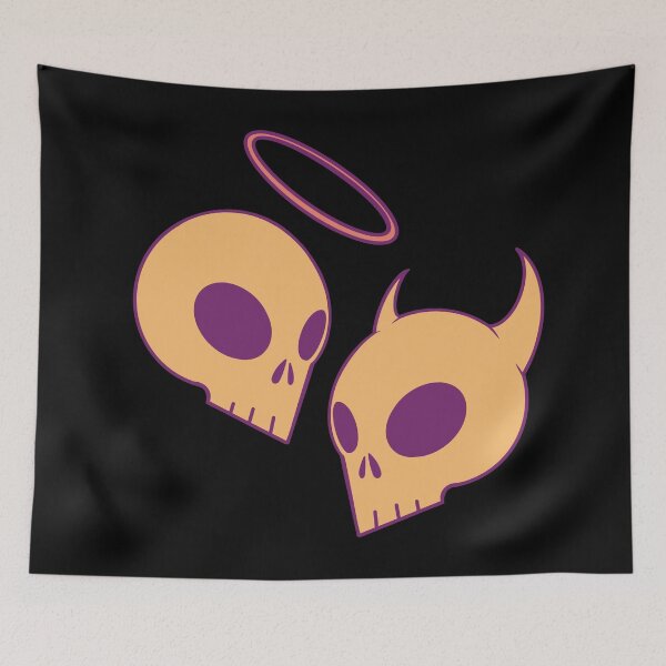 Item preview, Orange purple hue Angel and devil skulls designed and sold by AngelPainter.