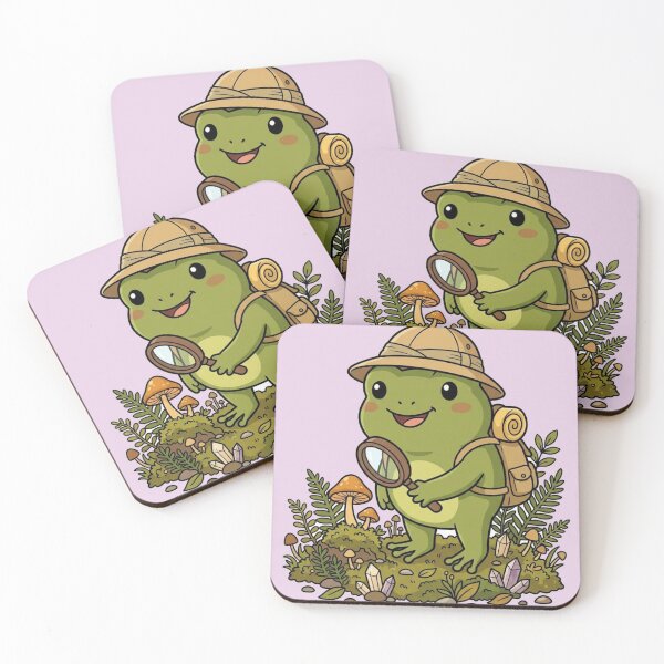 Item preview, Cute Kawaii Frog Explorer PNG | Goblincore Frog Cartoon Sticker Design | Forest Adventure T-Shirt Illustration designed and sold by NeonKawaiiCo.