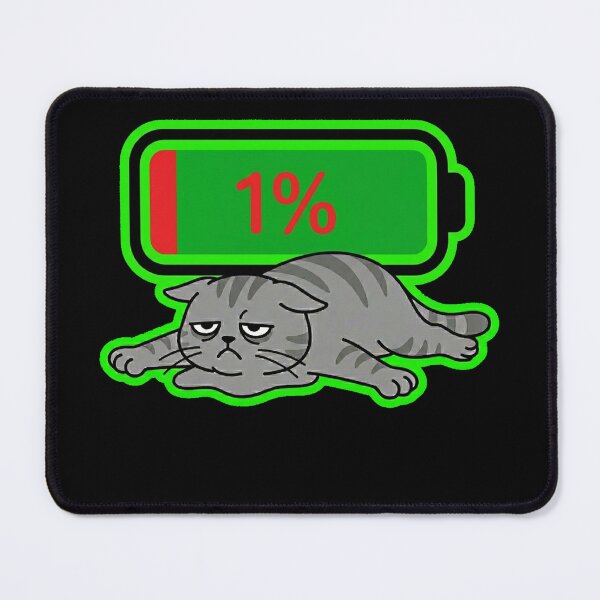 Item preview, Low Battery 1 Percent Tired Cat Depressed Meme Sticker designed and sold by Cat Meme Fund.