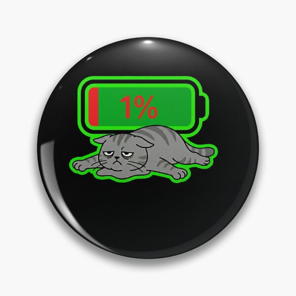 Item preview, Low Battery 1 Percent Tired Cat Depressed Meme Sticker designed and sold by Cat Meme Fund.
