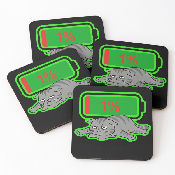 Item preview, Low Battery 1 Percent Tired Cat Depressed Meme Sticker designed and sold by Cat Meme Fund.