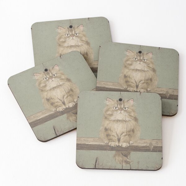 Item preview, Disgruntled Fluffy Persian Cat Folk Art designed and sold by PictorialWhimsy.