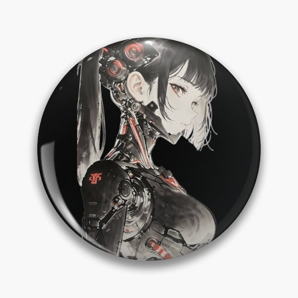 Item preview, Cyberpunk Ink Mecha Girl - Future Samurai Anime Aesthetics designed and sold by HezeOtakuArt.