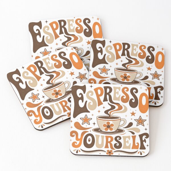 Item preview, Espresso Yourself Funny Coffee Lover Retro Groovy Quote T-Shirt designed and sold by Five Reasons Designs.