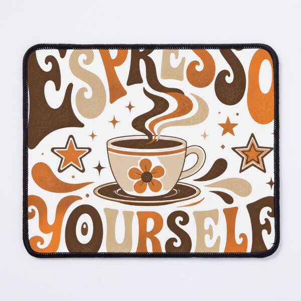 Item preview, Espresso Yourself Funny Coffee Lover Retro Groovy Quote T-Shirt designed and sold by Five Reasons Designs.