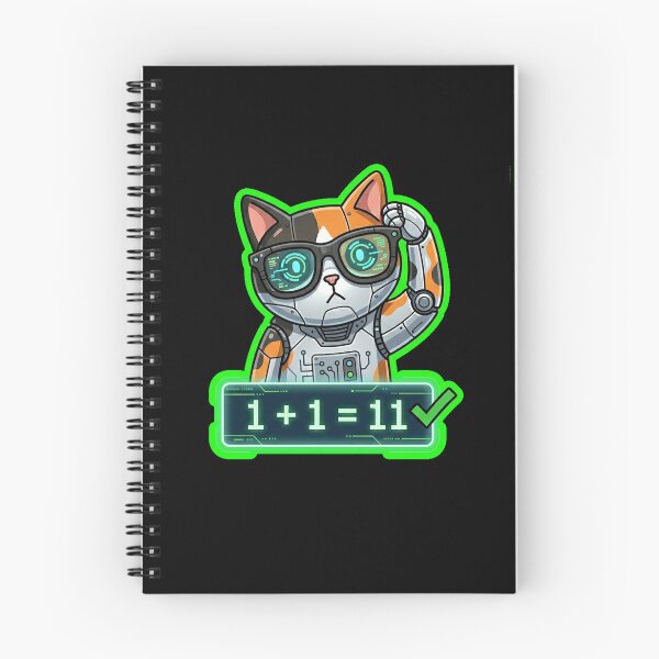Item preview, AI Robot Cat 1 Plus 1 Equals 11 Cyberpunk Meme Sticker designed and sold by Cat Meme Fund.