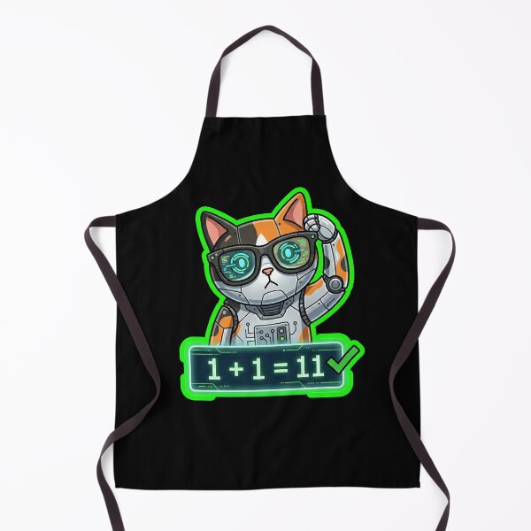 Item preview, AI Robot Cat 1 Plus 1 Equals 11 Cyberpunk Meme Sticker designed and sold by Cat Meme Fund.