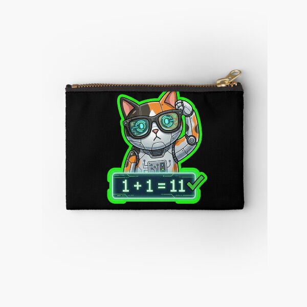 Artikelvorschau, KI-Roboterkatze 1 Plus 1 Gleich 11 Cyberpunk-Meme-Aufkleber entworfen und verkauft von Cat Meme Fund.