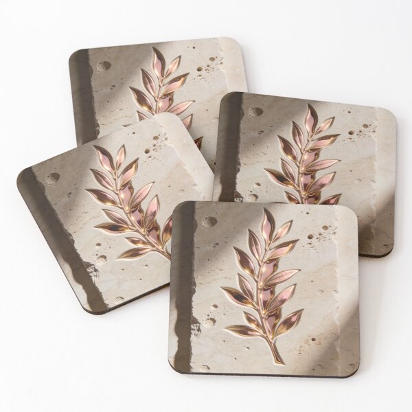 Item preview, Luxury 3D Botanical Relief - Molten Rose Gold Olive Branch Art designed and sold by sana designer.