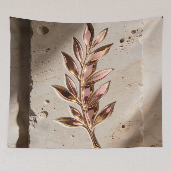 Item preview, Luxury 3D Botanical Relief - Molten Rose Gold Olive Branch Art designed and sold by sana designer.