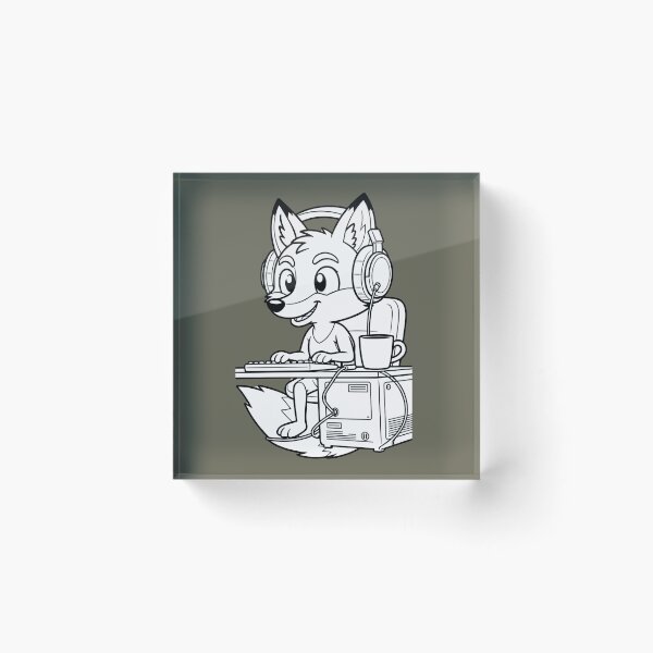 Item preview, Streamer Gamer Fox | Coffee & PC Setup | Retro Screenprint designed and sold by The Cartridge Club.