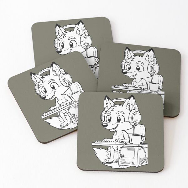 Item preview, Streamer Gamer Fox | Coffee & PC Setup | Retro Screenprint designed and sold by The Cartridge Club.