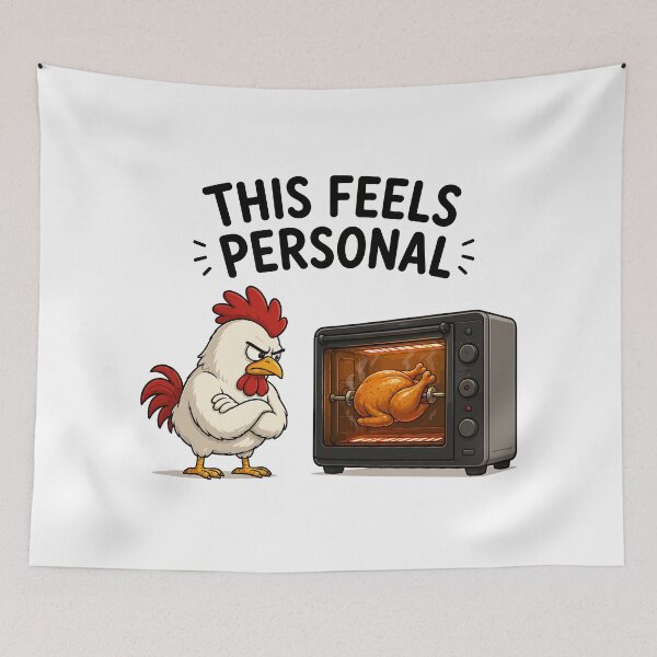 Item preview, This Feels Personal – Funny Chicken, Vengeful in Front of the Oven designed and sold by Unik Design.