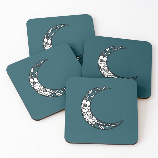 Item preview, A Little Witchy Magnolia Moon - Black and white - Teal Background By Bree Craft Designs designed and sold by breecraftdesigns.