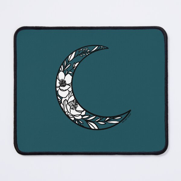 Item preview, A Little Witchy Magnolia Moon - Black and white - Teal Background By Bree Craft Designs designed and sold by breecraftdesigns.