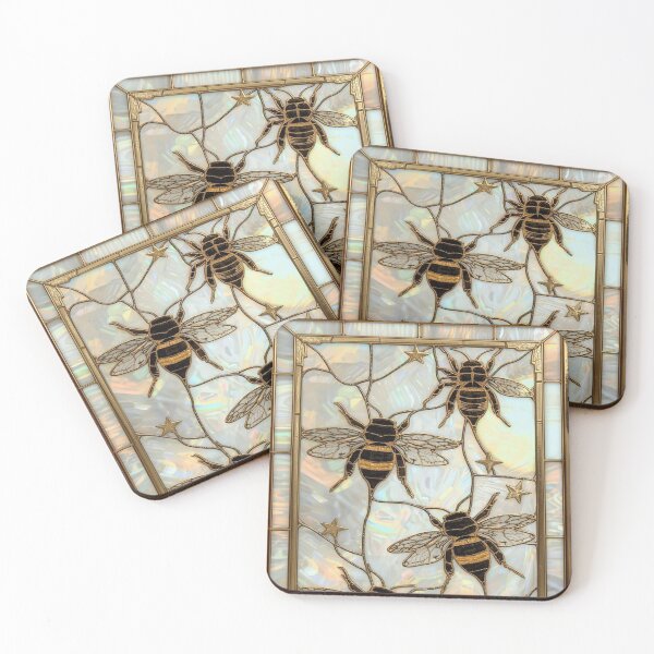 Item preview, Golden Bees in Mystic Stained Glass designed and sold by BriSher.