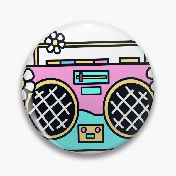 Item preview, ​Retro Pastel Boombox with Cute Flowers designed and sold by INK-ORA.