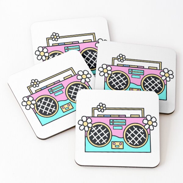 Item preview, ​Retro Pastel Boombox with Cute Flowers designed and sold by INK-ORA.