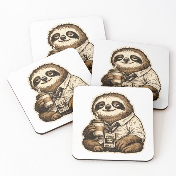 Item preview, Exhausted Office Sloth Mascot - Vintage Burnout Character Sticker Design designed and sold by WorkXPlay.