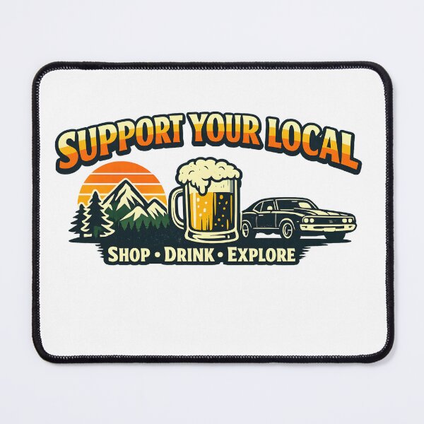 Item preview, Support Your Local – Retro Adventure & Beer Lover Vintage Sunset Tee designed and sold by jahiggin.