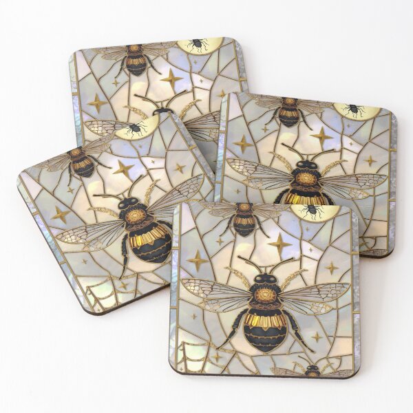 Item preview, Golden Bees in Mystic Stained Glass designed and sold by BriSher.