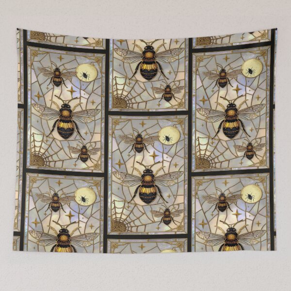 Item preview, Golden Bees in Mystic Stained Glass designed and sold by BriSher.