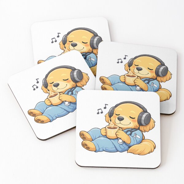 Item preview, Cozy LoFi Golden Retriever Dog Nurse After Shift Sticker⁠ designed and sold by MIROUZ2000.