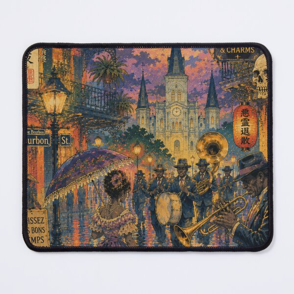 Item preview, New Orleans Ukiyo-e Jazz Parade Art Print | French Quarter Voodoo Night | Japanese Woodblock Style designed and sold by Vandy Fullam.