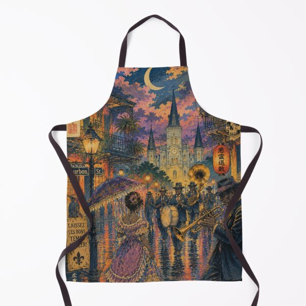 Item preview, New Orleans Ukiyo-e Jazz Parade Art Print | French Quarter Voodoo Night | Japanese Woodblock Style designed and sold by Vandy Fullam.