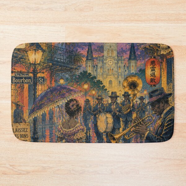 Item preview, New Orleans Ukiyo-e Jazz Parade Art Print | French Quarter Voodoo Night | Japanese Woodblock Style designed and sold by Vandy Fullam.