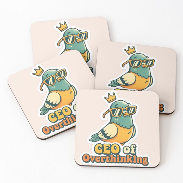 Item preview, CEO of Overthinking Funny Pigeon Sticker | Cool Bird with Sunglasses & Crown designed and sold by arifali786.