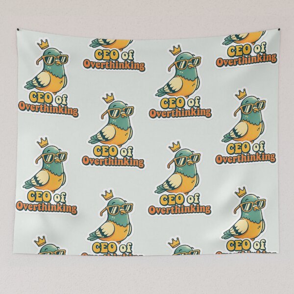 Item preview, CEO of Overthinking Funny Pigeon Sticker | Cool Bird with Sunglasses & Crown designed and sold by arifali786.