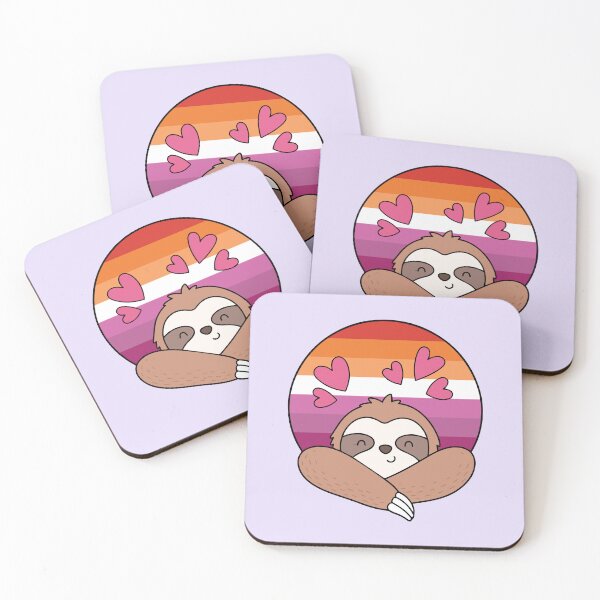 Item preview, LGBTQ Sloth – Kawaii Lesbian Pride Sloth With Hearts designed and sold by Cannaxes Studio.