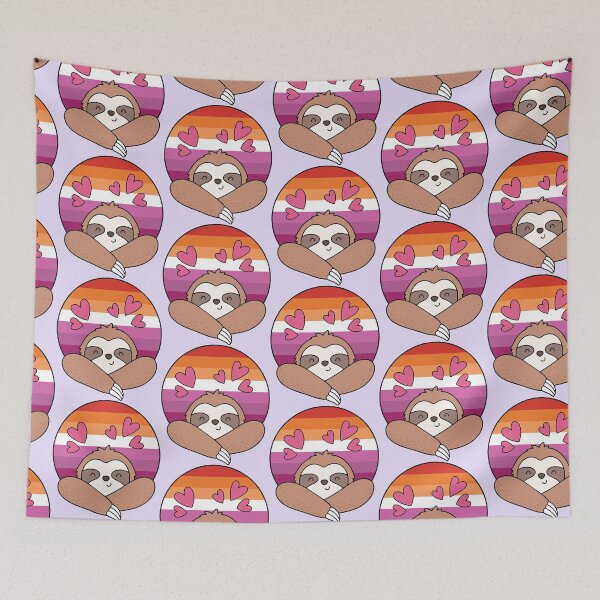 Item preview, LGBTQ Sloth – Kawaii Lesbian Pride Sloth With Hearts designed and sold by Cannaxes Studio.