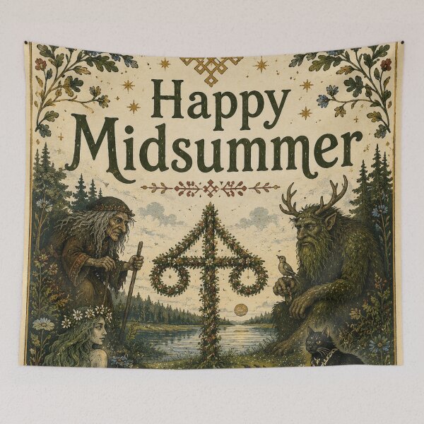 Item preview, Happy Midsummer Greeting Banner (Monster Edition) designed and sold by AIfolklore.