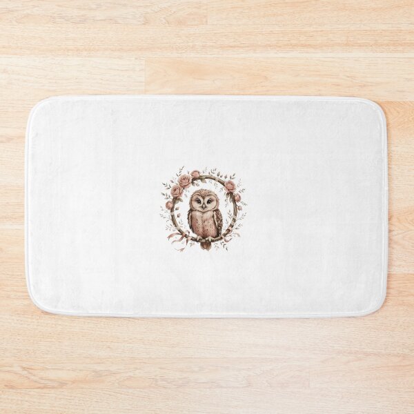 Item preview, Whimsical Watercolor Owl in Pink Rose Floral Wreat designed and sold by AQUILAKREO.