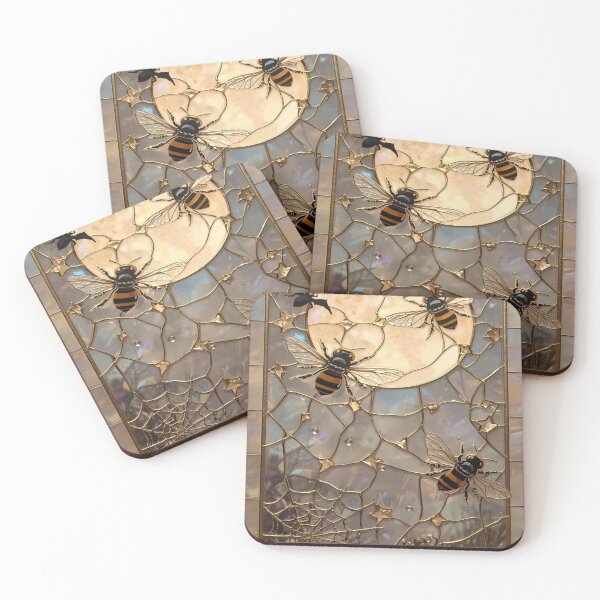 Item preview, Golden Bees in Mystic Stained Glass designed and sold by BriSher.