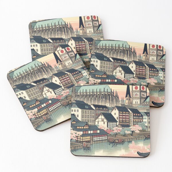 Item preview, Magdeburg Germany Ukiyo-e Art Print | Magdeburg Cathedral & Elbe River | Japanese Woodblock Landscape designed and sold by Vandy Fullam.