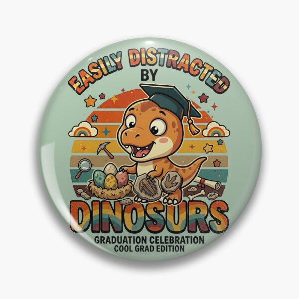 Item preview, Funny Easily Distracted By Dinosaurs Retro Kids Graduation Dinosaur Lover Gift designed and sold by Im-Ara.