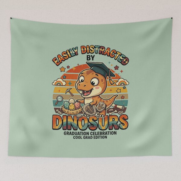 Item preview, Funny Easily Distracted By Dinosaurs Retro Kids Graduation Dinosaur Lover Gift designed and sold by Im-Ara.
