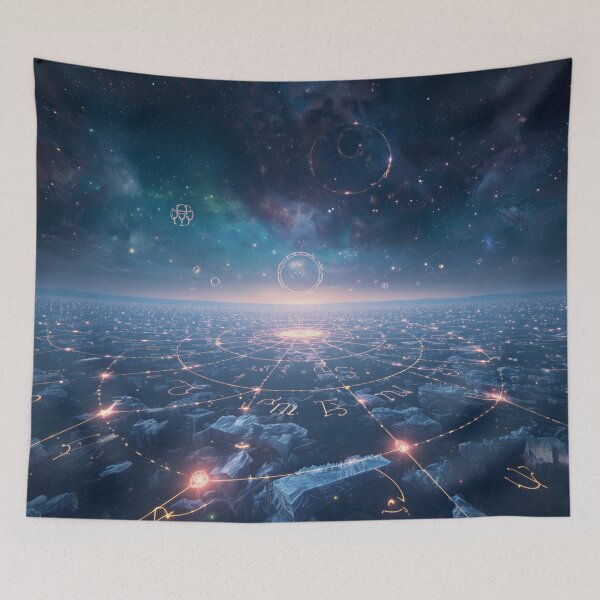 Item preview, Mystical Zodiac Constellation Landscape with Celestial Gateways and Nebulas designed and sold by Luminous Wilds.