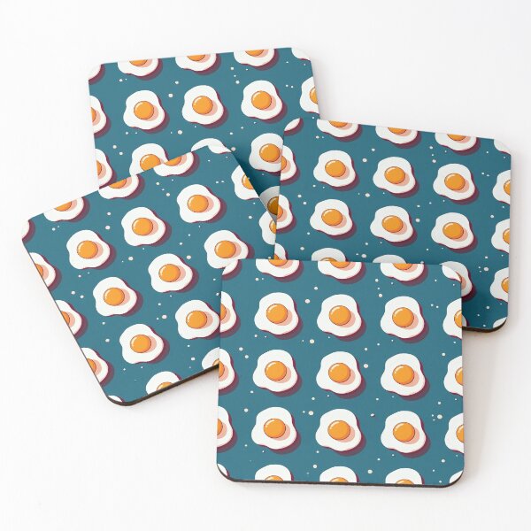 Item preview, Sunny Side Up Fried Egg Pattern - Teal Retro Kitchen Art designed and sold by UniqueDesign751.
